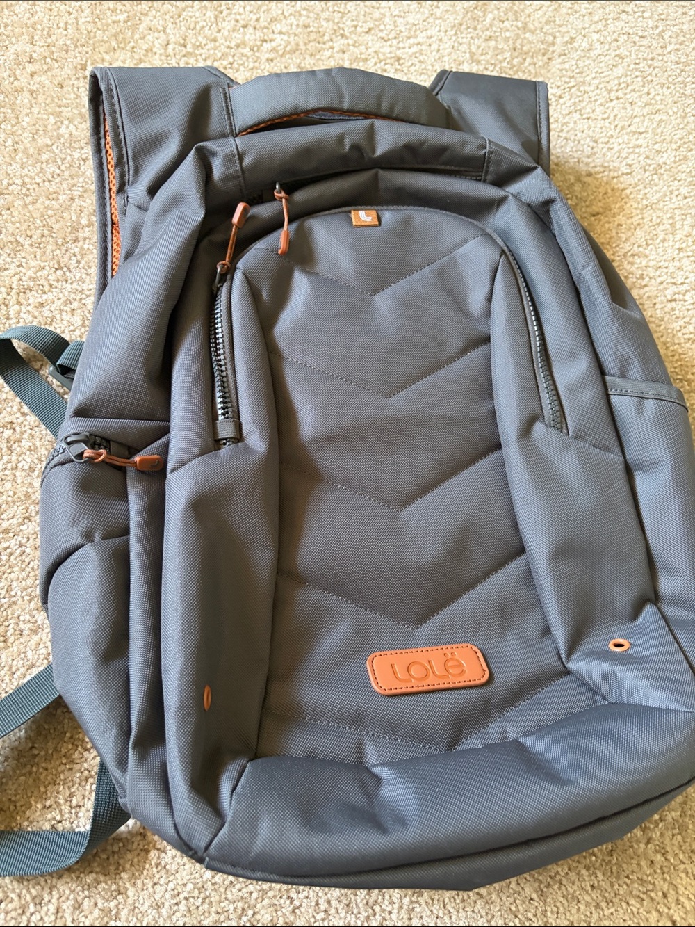 NEW LOLE Charcoal Backpack with Tan Accents